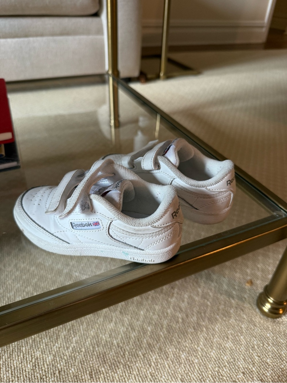 Reebok White Kids Velcro Leather Sneakers